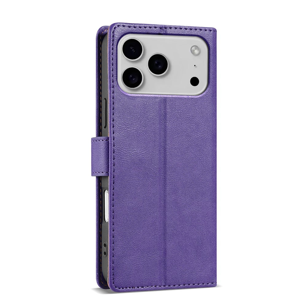 N.BEKUS CSJ-001 For iPhone 17 Pro Max Stand Case PU Leather Wallet Phone Cover - Purple