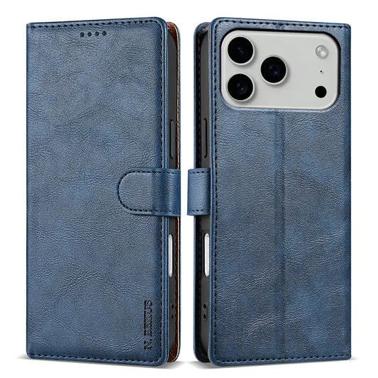 N.BEKUS CSJ-001 For iPhone 17 Pro Max Stand Case PU Leather Wallet Phone Cover - Blue