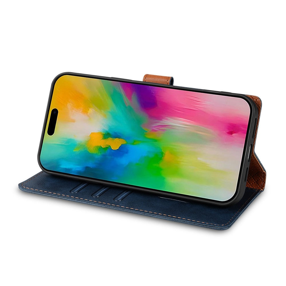 N.BEKUS CSJ-001 For iPhone 17 Pro Max Stand Case PU Leather Wallet Phone Cover - Blue