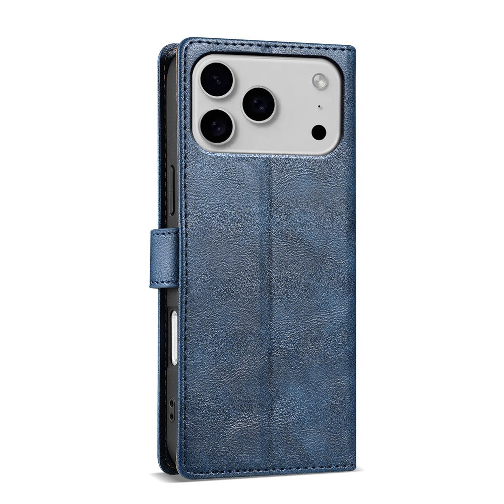 N.BEKUS CSJ-001 For iPhone 17 Pro Max Stand Case PU Leather Wallet Phone Cover - Blue