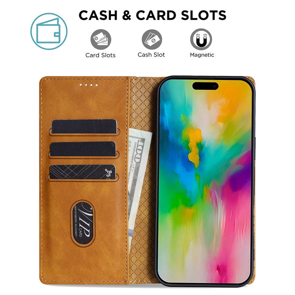 N.BEKUS CSJ-001 For iPhone 17 Pro Max Stand Case PU Leather Wallet Phone Cover - Brown