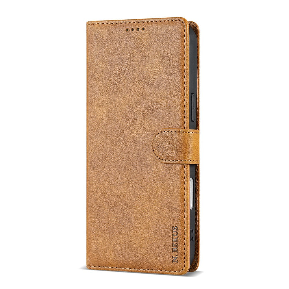 N.BEKUS CSJ-001 For iPhone 17 Pro Max Stand Case PU Leather Wallet Phone Cover - Brown