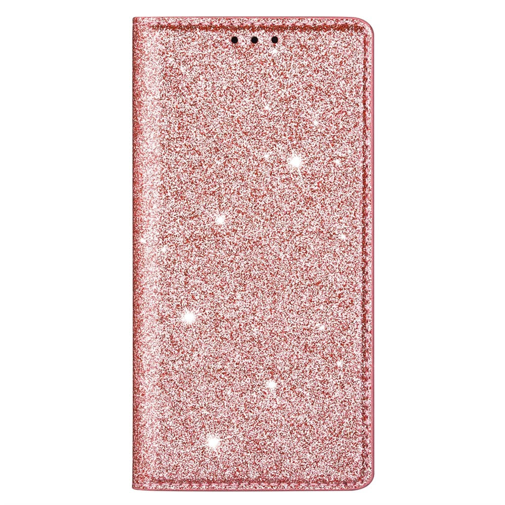 For iPhone 17 Pro Max Case Glittery PU Leather + TPU Card Slot Phone Cover - Rose Gold