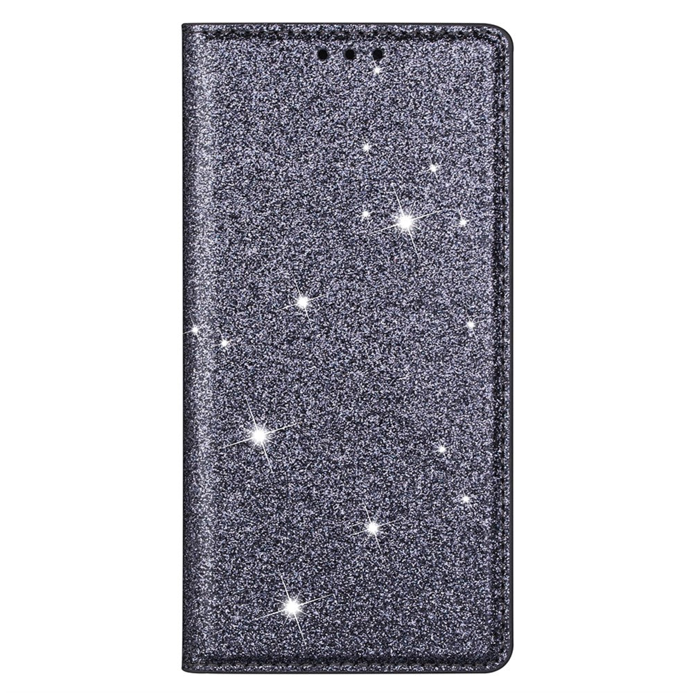 For iPhone 17 Pro Max Case Glittery PU Leather + TPU Card Slot Phone Cover - Grey