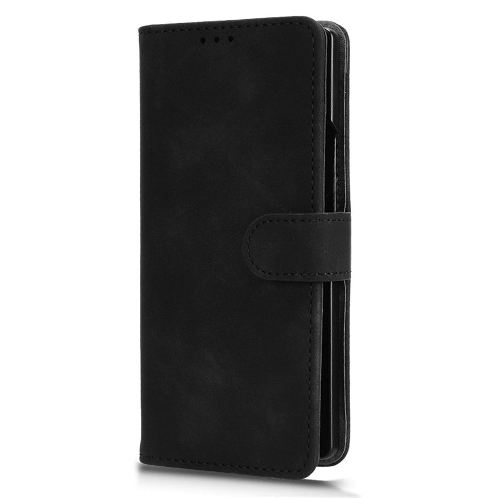 For Samsung Galaxy Z Fold7 5G Leather Case Skin Feel Anti Drop Wallet Flip Phone Cover - Black