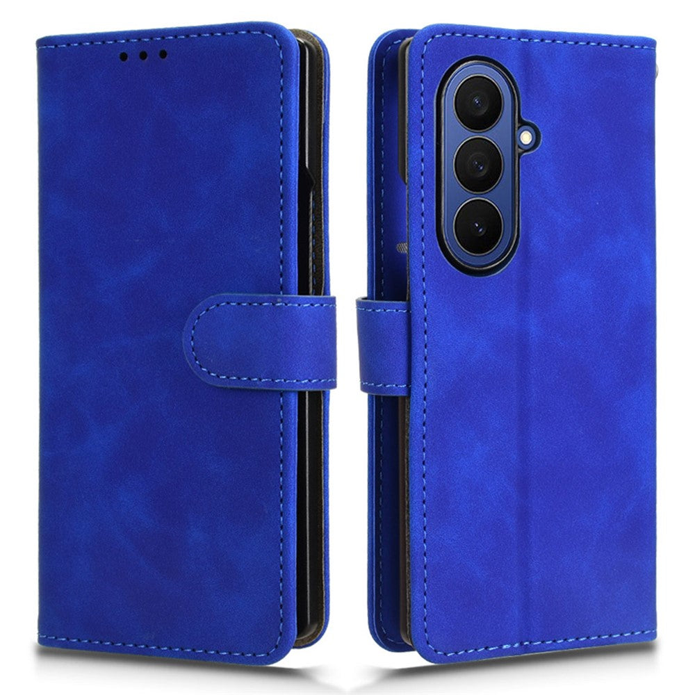 For Samsung Galaxy Z Fold7 5G Leather Case Skin Feel Anti Drop Wallet Flip Phone Cover - Blue