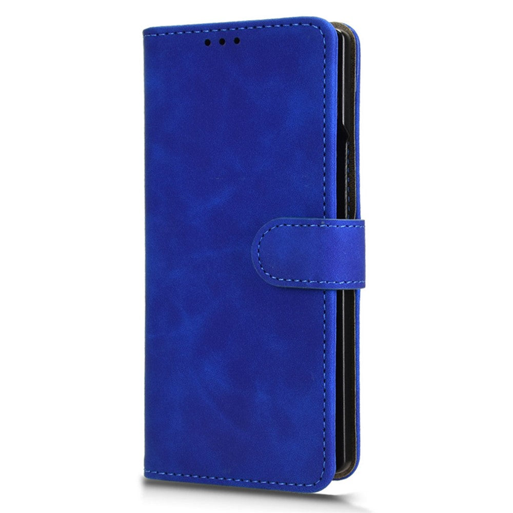 For Samsung Galaxy Z Fold7 5G Leather Case Skin Feel Anti Drop Wallet Flip Phone Cover - Blue