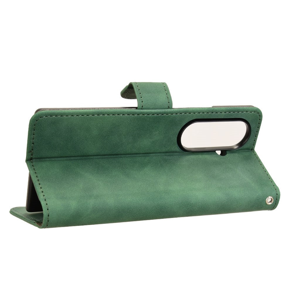 For Samsung Galaxy Z Fold7 5G Leather Case Skin Feel Anti Drop Wallet Flip Phone Cover - Green