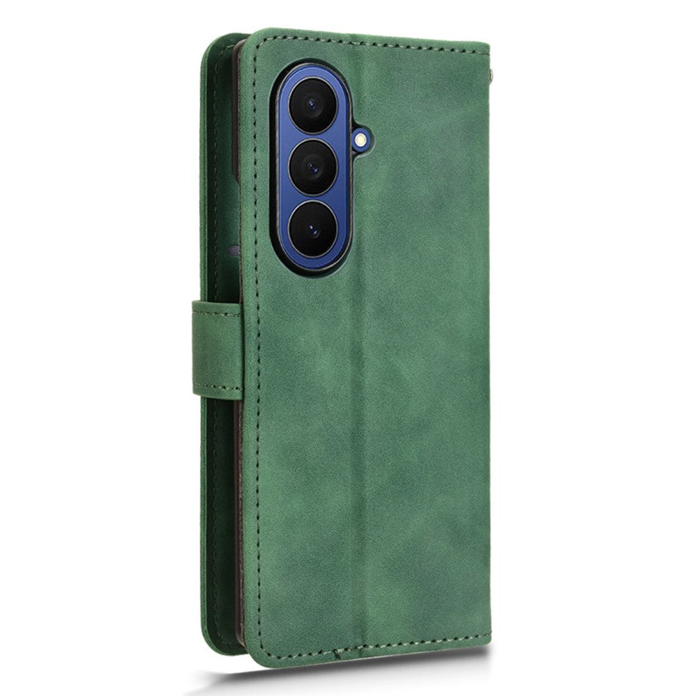 For Samsung Galaxy Z Fold7 5G Leather Case Skin Feel Anti Drop Wallet Flip Phone Cover - Green