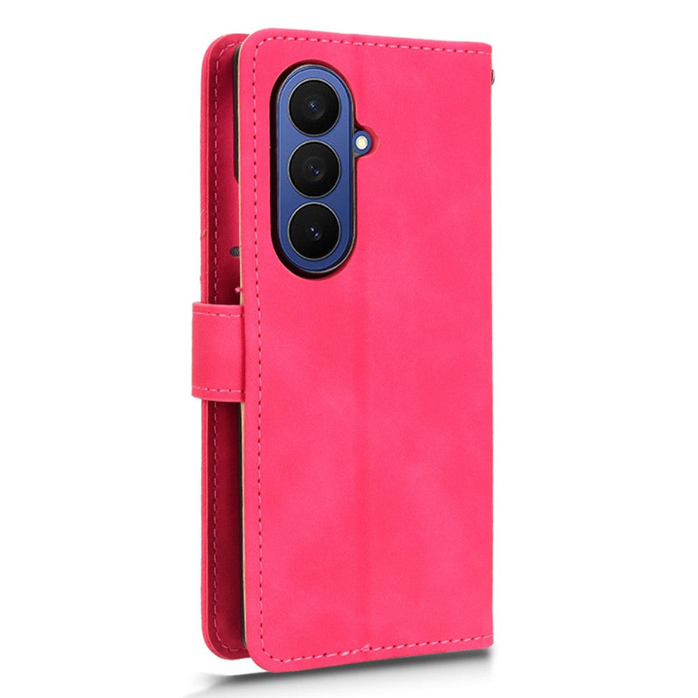 For Samsung Galaxy Z Fold7 5G Leather Case Skin Feel Anti Drop Wallet Flip Phone Cover - Rose