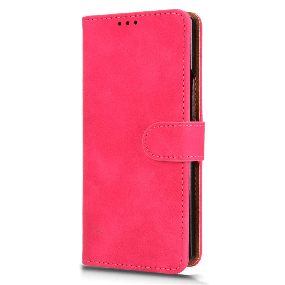 For Samsung Galaxy Z Fold7 5G Leather Case Skin Feel Anti Drop Wallet Flip Phone Cover - Rose