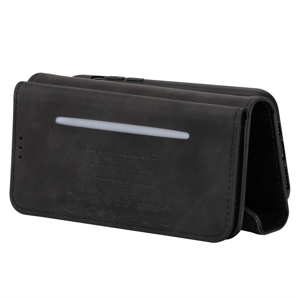 N.BEKUS For iPhone 17 Pro Max Cases Skin-Touch Leather Wallet Phone Cover with Straps - Black