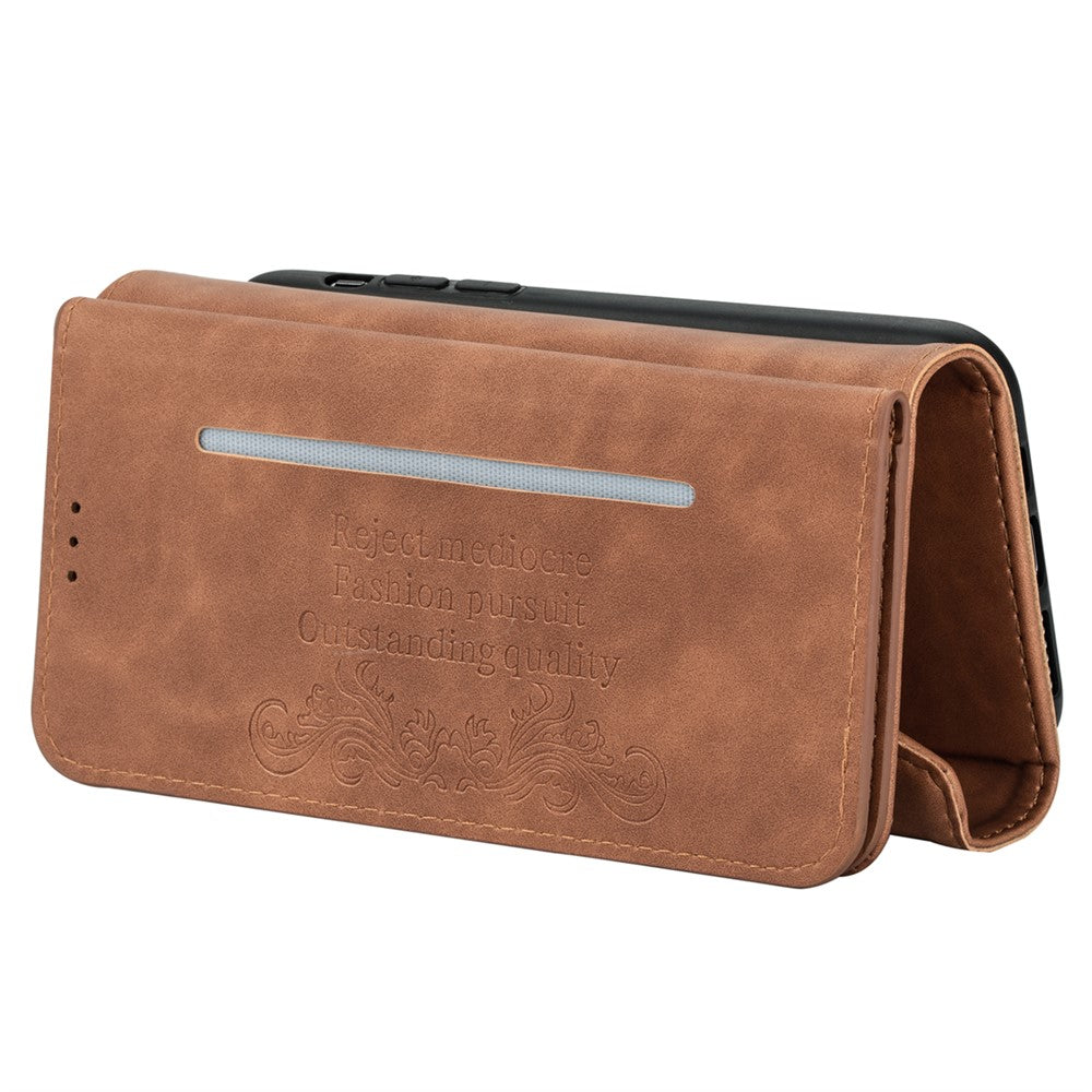N.BEKUS For iPhone 17 Pro Max Cases Skin-Touch Leather Wallet Phone Cover with Straps - Brown