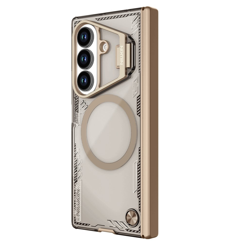 NILLKIN Iceblade CamProp For Samsung Galaxy Z Fold7 5G Case Compatible with MagSafe Lens Frame Kickstand PC + TPU Phone Cover - Gold