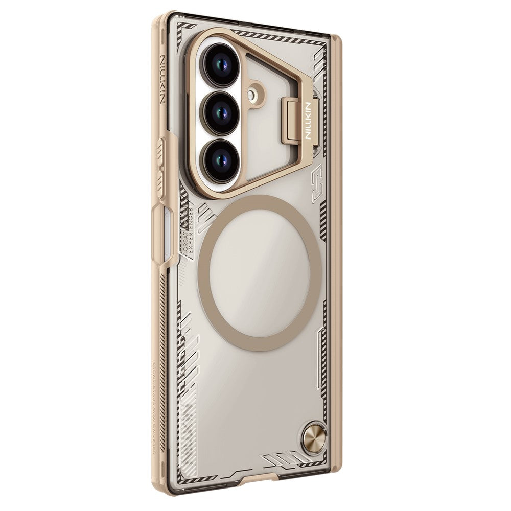 NILLKIN Iceblade CamProp For Samsung Galaxy Z Fold7 5G Case Compatible with MagSafe Lens Frame Kickstand PC + TPU Phone Cover - Gold