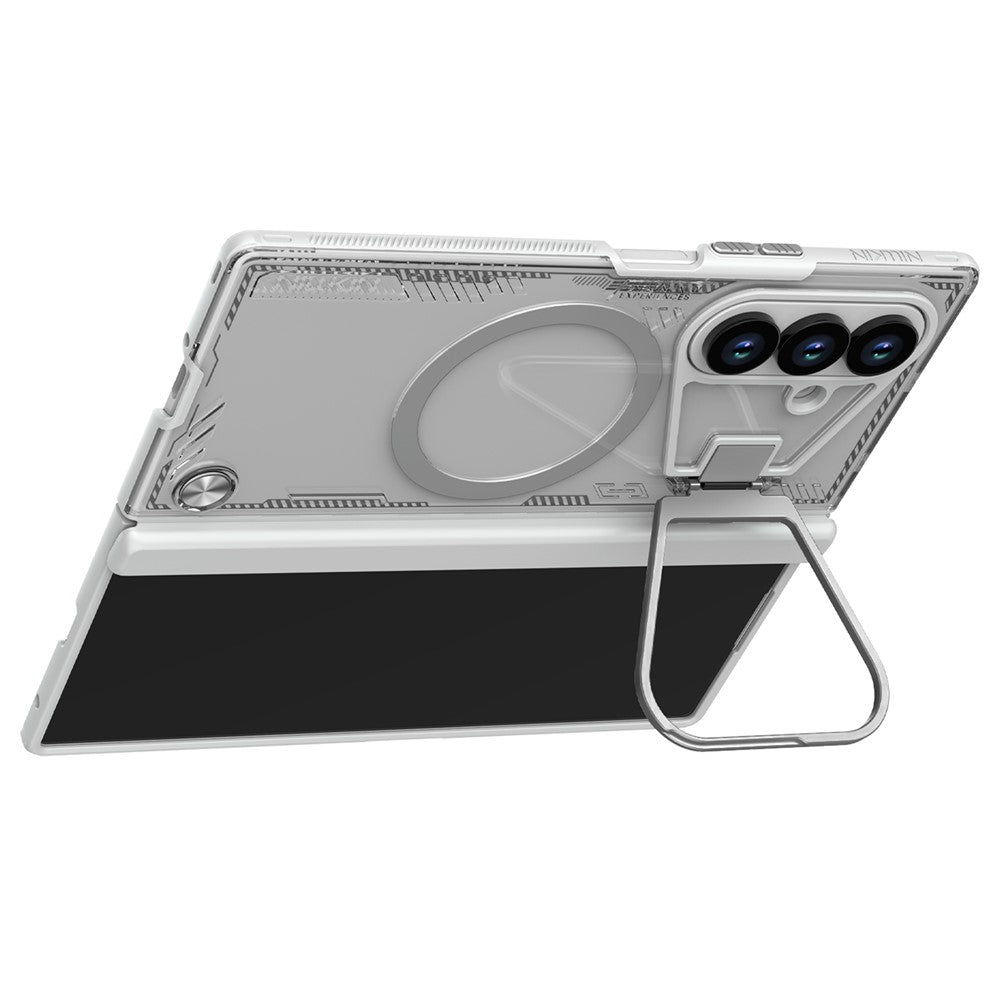 NILLKIN Iceblade CamProp For Samsung Galaxy Z Fold7 5G Case Compatible with MagSafe Lens Frame Kickstand PC + TPU Phone Cover - Transparent