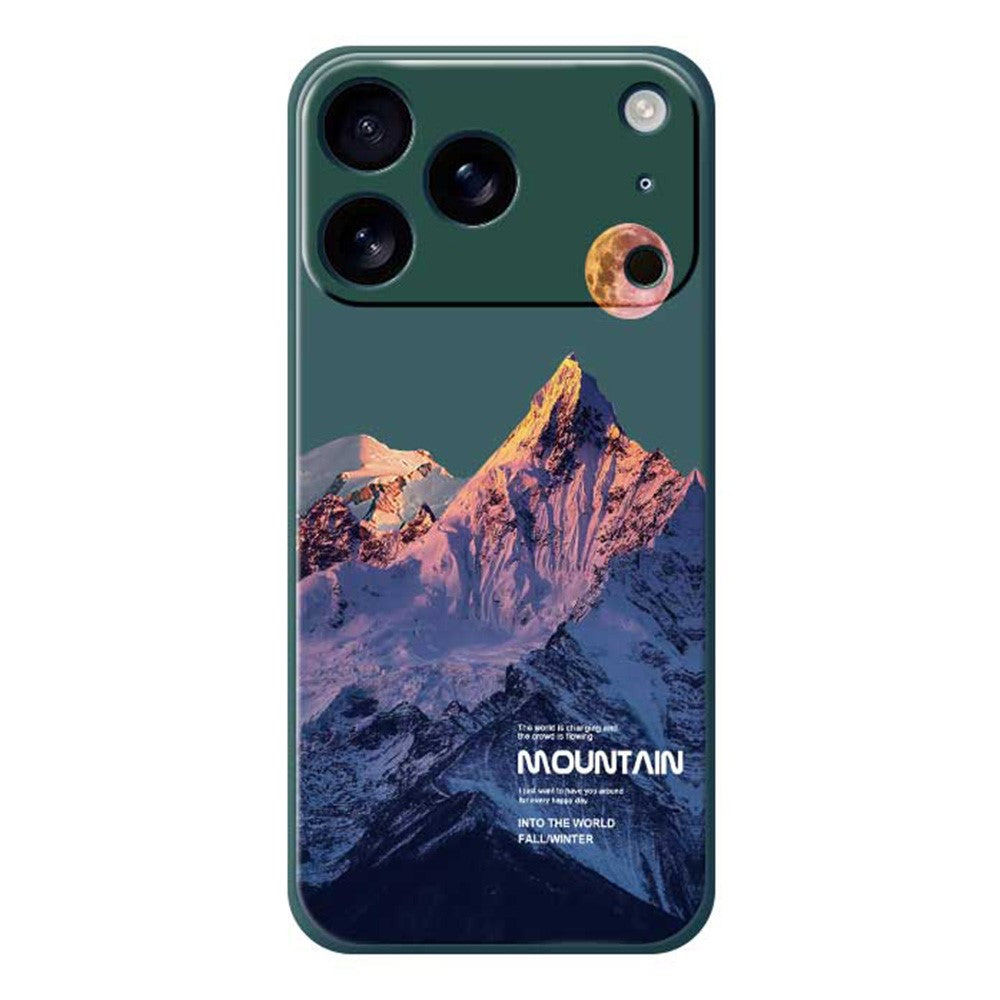 For iPhone 17 Pro Max Case Blue Snow Mountain Pattern Printing Straight Edge TPU Phone Back Cover - Green