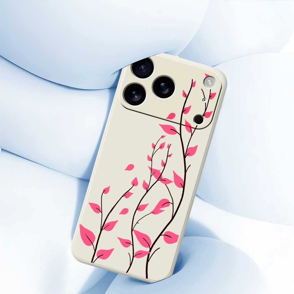 For iPhone 17 Pro Max Case Red Leaves Pattern Printing Straight Edge TPU Phone Back Cover - Green
