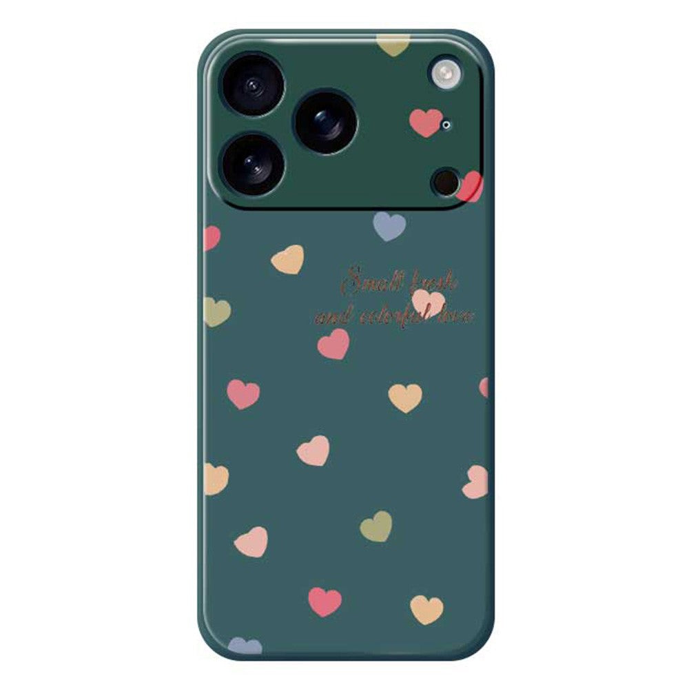 For iPhone 17 Pro Max Case Colorful Love Pattern Printing Straight Edge TPU Phone Back Cover - Green