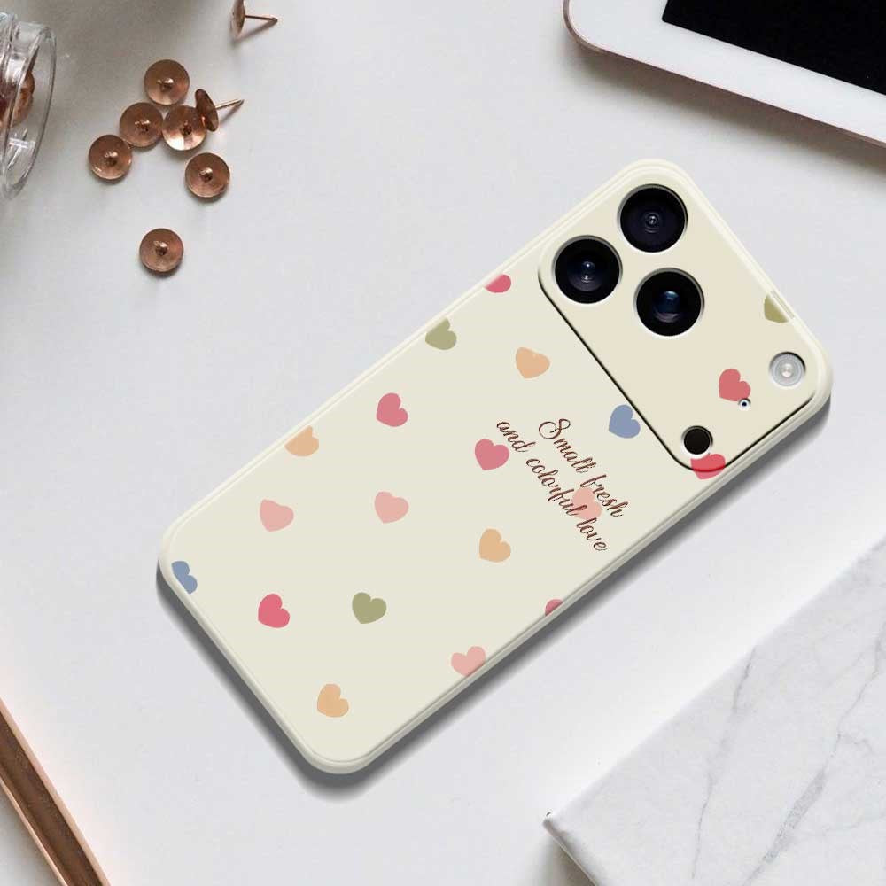 For iPhone 17 Pro Max Case Colorful Love Pattern Printing Straight Edge TPU Phone Back Cover - Green