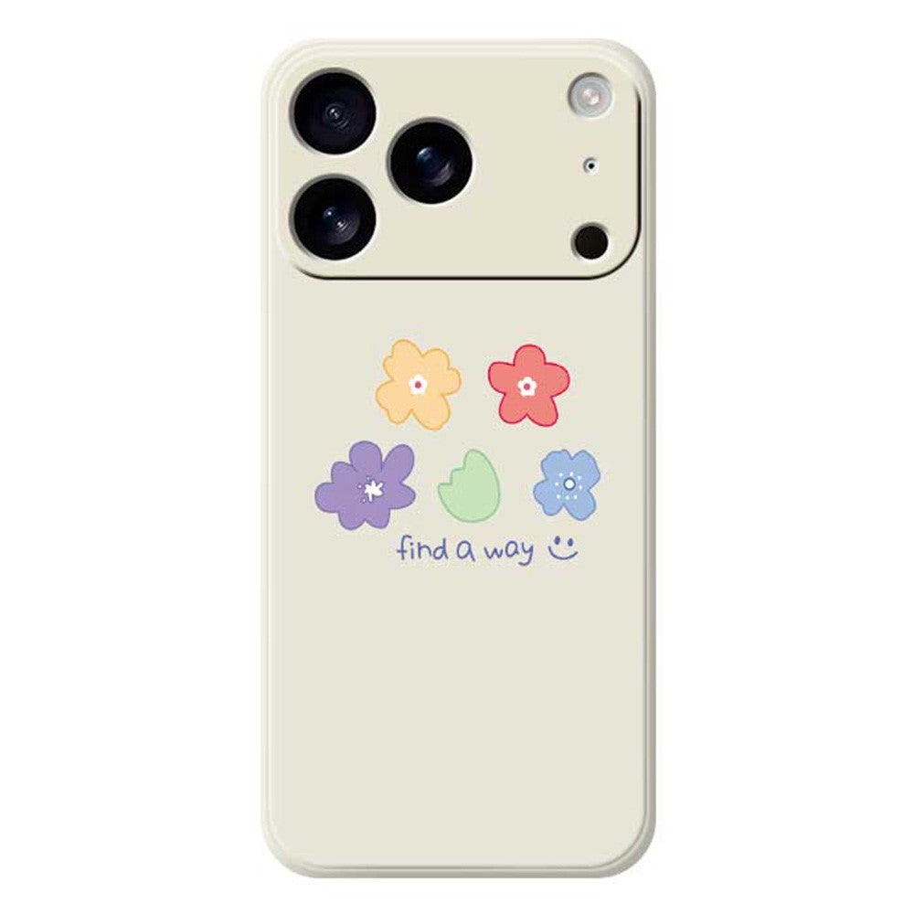 For iPhone 17 Pro Max Case Five Colors Flowers Pattern Printing Straight Edge TPU Phone Back Cover - Beige