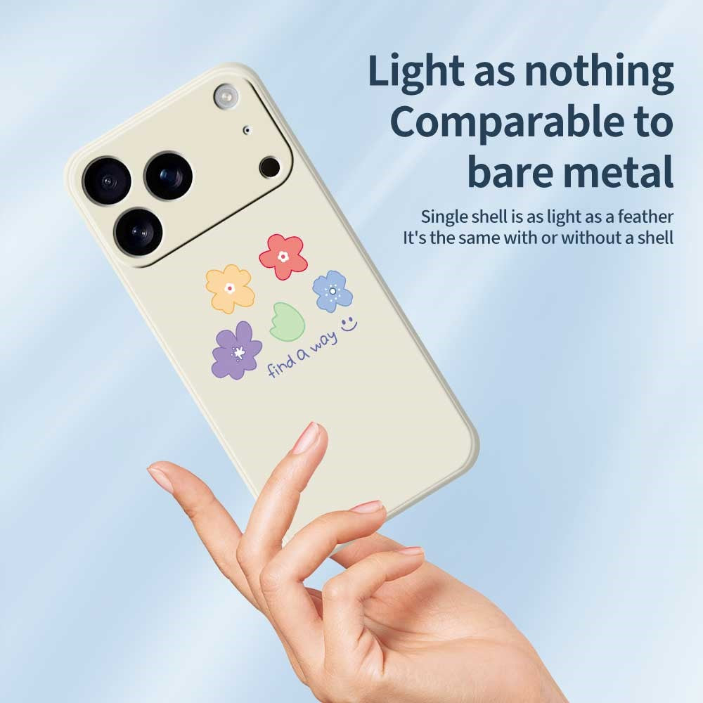 For iPhone 17 Pro Max Case Five Colors Flowers Pattern Printing Straight Edge TPU Phone Back Cover - Beige