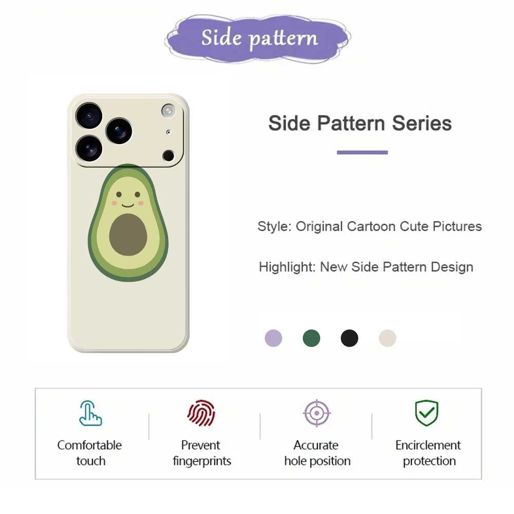 For iPhone 17 Pro Max Case Cute Avocado Pattern Printing Straight Edge TPU Phone Back Cover - Beige