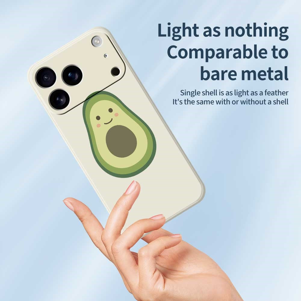 For iPhone 17 Pro Max Case Cute Avocado Pattern Printing Straight Edge TPU Phone Back Cover - Beige