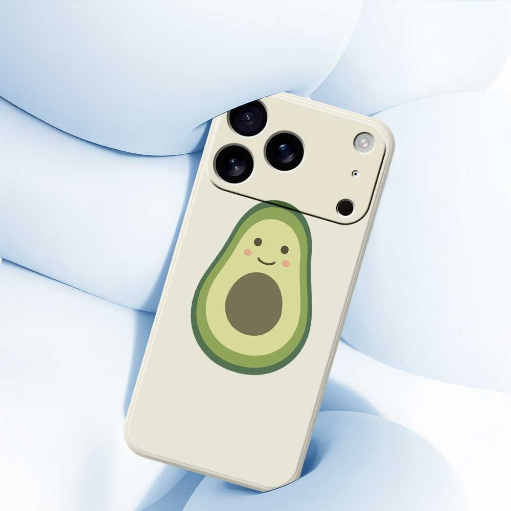 For iPhone 17 Pro Max Case Cute Avocado Pattern Printing Straight Edge TPU Phone Back Cover - Beige