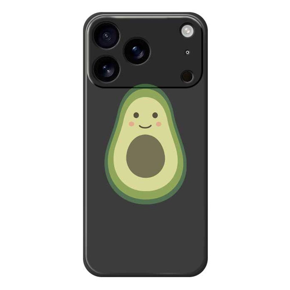 For iPhone 17 Pro Max Case Cute Avocado Pattern Printing Straight Edge TPU Phone Back Cover - Black