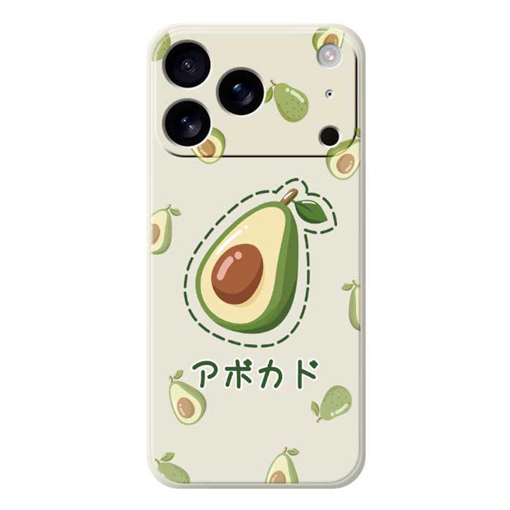 For iPhone 17 Pro Max Case Avocados Pattern Printing Straight Edge TPU Phone Back Cover - Beige