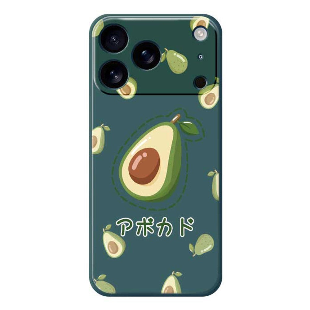 For iPhone 17 Pro Max Case Avocados Pattern Printing Straight Edge TPU Phone Back Cover - Green