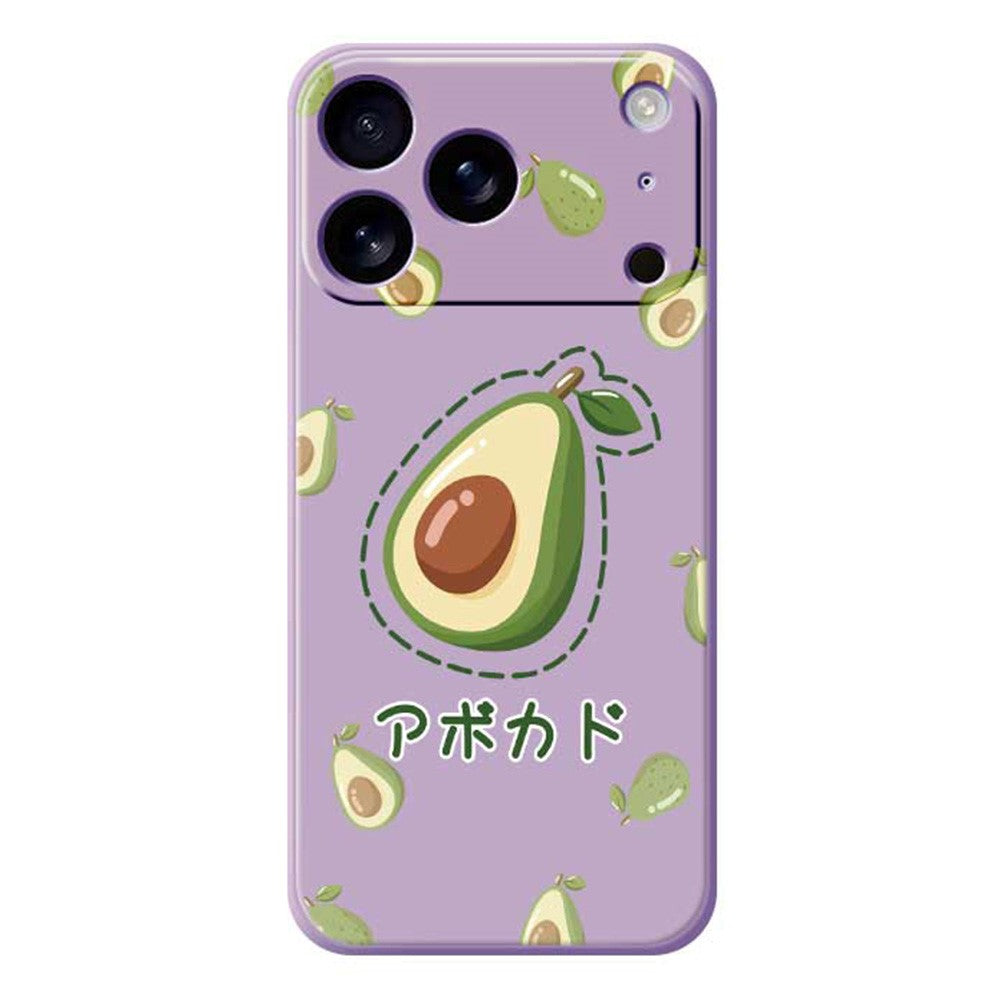 For iPhone 17 Pro Max Case Avocados Pattern Printing Straight Edge TPU Phone Back Cover - Purple
