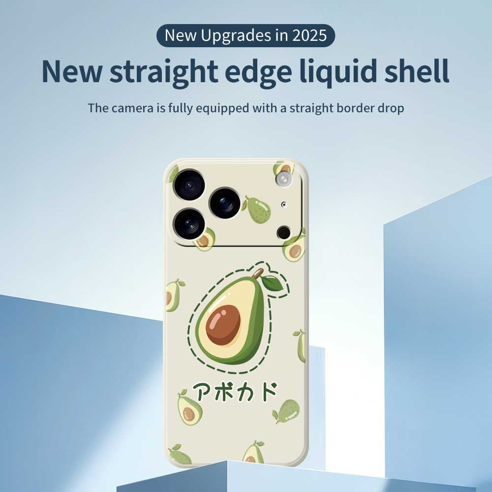 For iPhone 17 Pro Max Case Avocados Pattern Printing Straight Edge TPU Phone Back Cover - Black