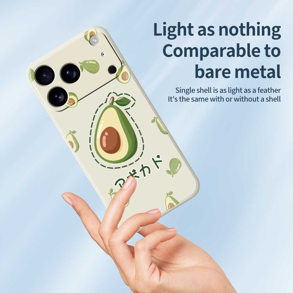 For iPhone 17 Pro Max Case Avocados Pattern Printing Straight Edge TPU Phone Back Cover - Black