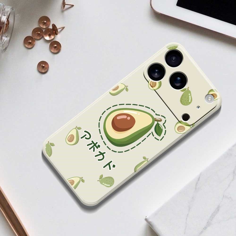 For iPhone 17 Pro Max Case Avocados Pattern Printing Straight Edge TPU Phone Back Cover - Black