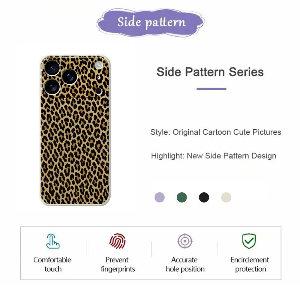 For iPhone 17 Pro Max Case Leopard Print Pattern Printing Straight Edge TPU Phone Back Cover - Black