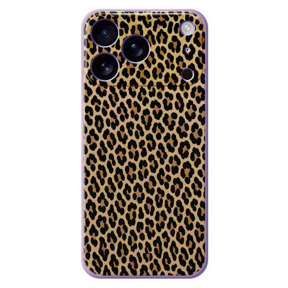 For iPhone 17 Pro Max Case Leopard Print Pattern Printing Straight Edge TPU Phone Back Cover - Purple