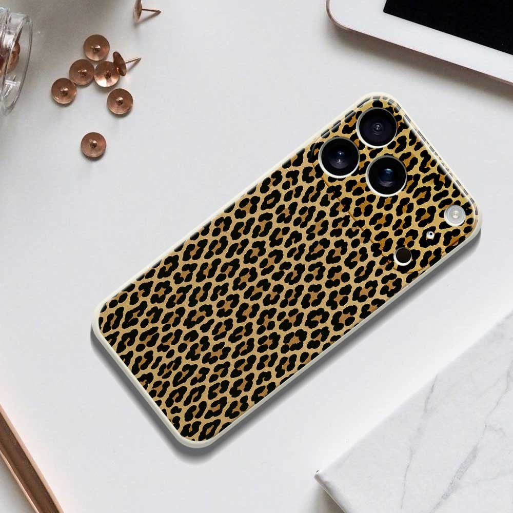 For iPhone 17 Pro Max Case Leopard Print Pattern Printing Straight Edge TPU Phone Back Cover - Purple
