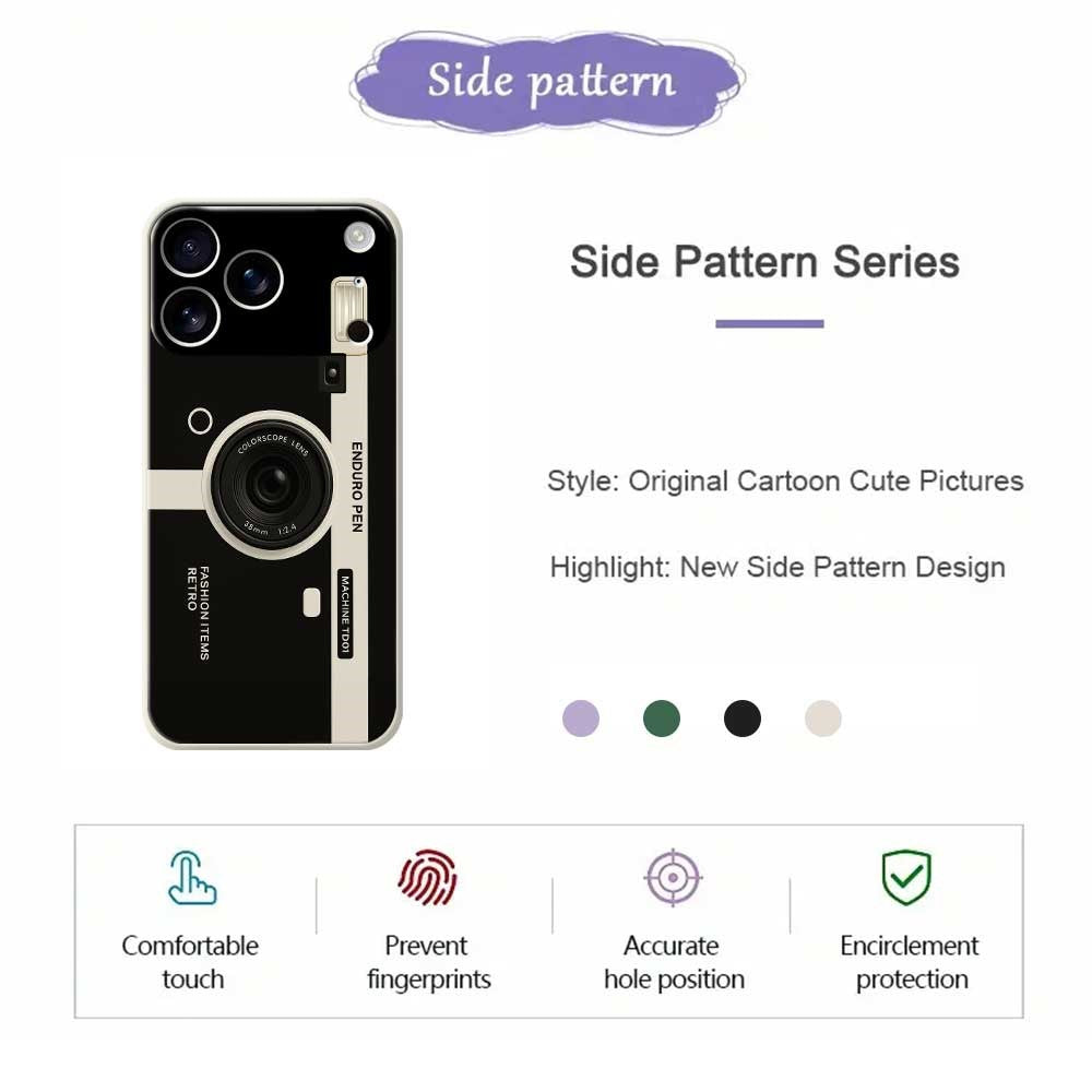 For iPhone 17 Pro Max Case Colorscope Lens Pattern Printing Straight Edge TPU Phone Back Cover - Purple