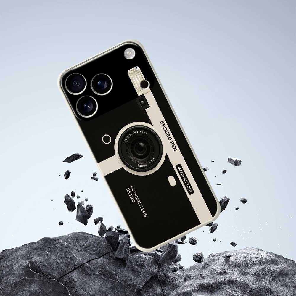 For iPhone 17 Pro Max Case Colorscope Lens Pattern Printing Straight Edge TPU Phone Back Cover - Black