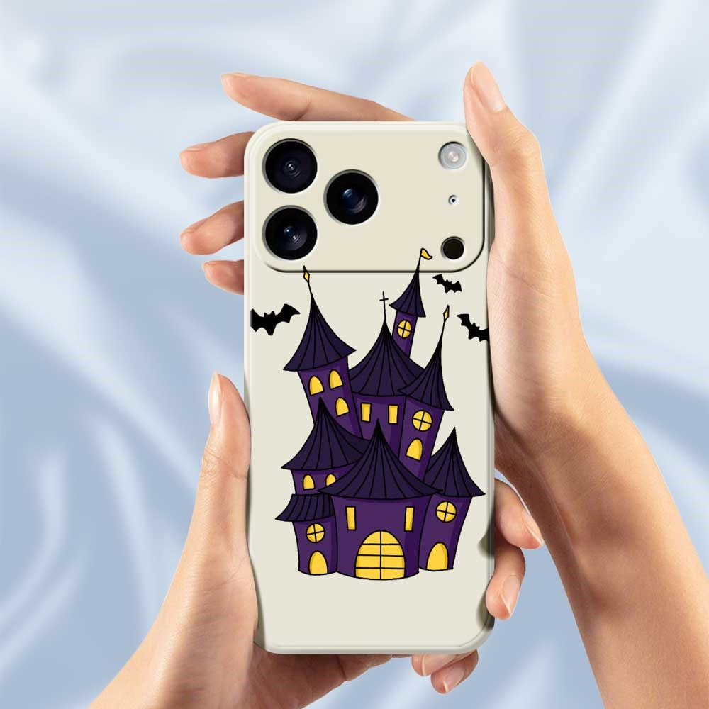 For iPhone 17 Pro Max Case Bat Castle Pattern Printing Straight Edge TPU Phone Back Cover - Green