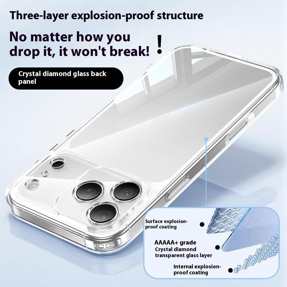 For iPhone 17 Pro Max Case Air Cushion TPU + Glass Back Shockproof Phone Cover