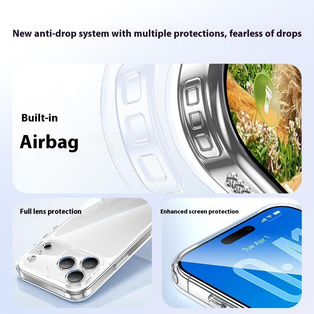 For iPhone 17 Pro Max Case Air Cushion TPU + Glass Back Shockproof Phone Cover