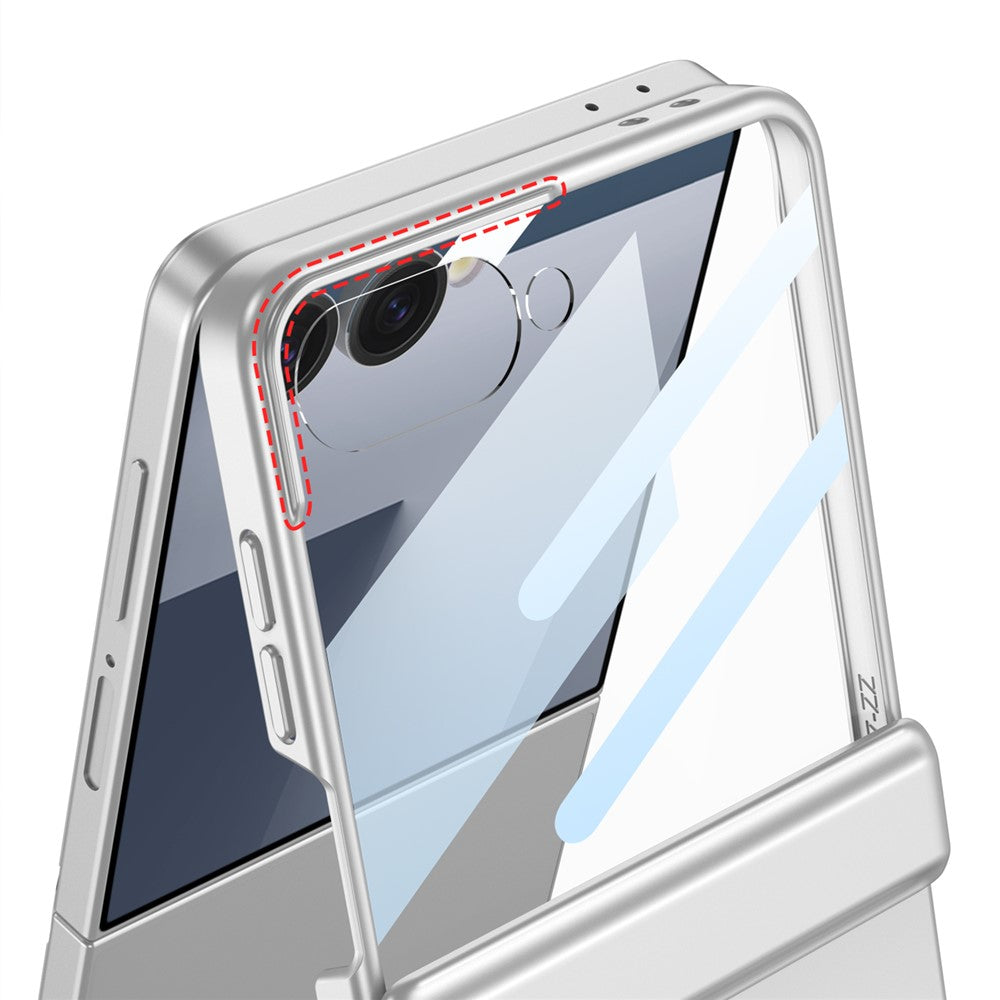 GKK For Samsung Galaxy Z Flip7 5G Magnetic Case Hinge Protection PC Tempered Glass Film Phone Cover - Grey