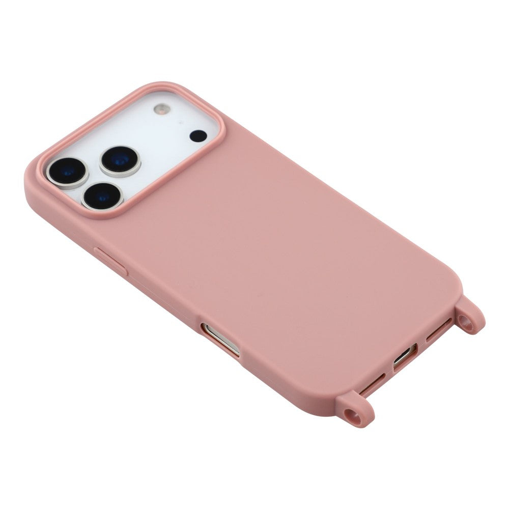 For iPhone 17 Pro Max Case Soft TPU Protective Phone Cover with Lanyard Holes - Deep Pink