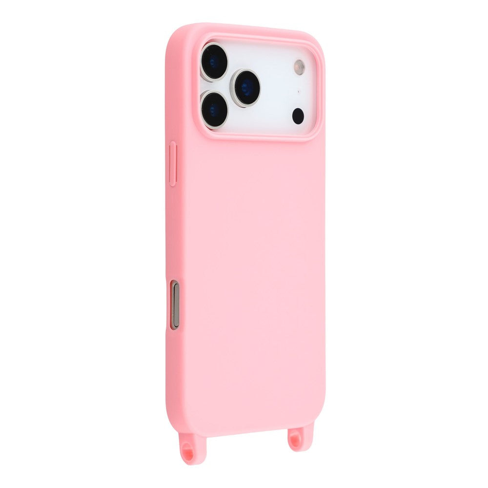 For iPhone 17 Pro Max Case Soft TPU Protective Phone Cover with Lanyard Holes - Pink