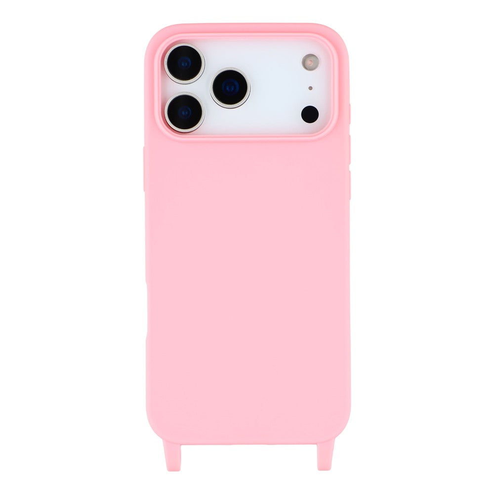 For iPhone 17 Pro Max Case Soft TPU Protective Phone Cover with Lanyard Holes - Pink