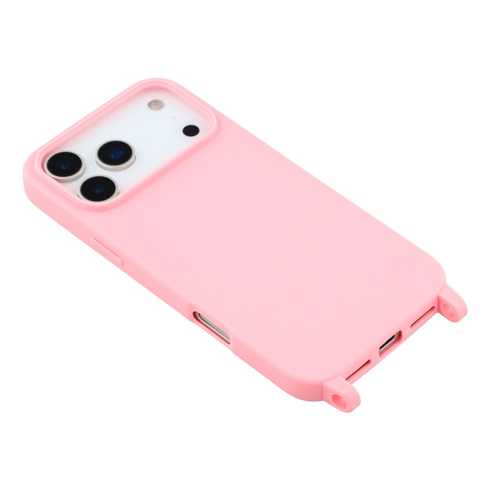 For iPhone 17 Pro Max Case Soft TPU Protective Phone Cover with Lanyard Holes - Pink