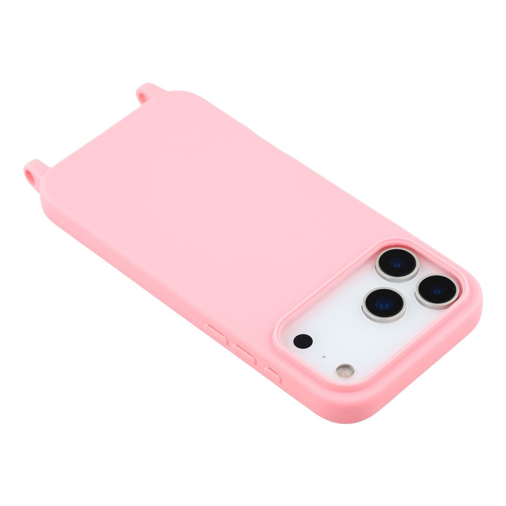 For iPhone 17 Pro Max Case Soft TPU Protective Phone Cover with Lanyard Holes - Pink